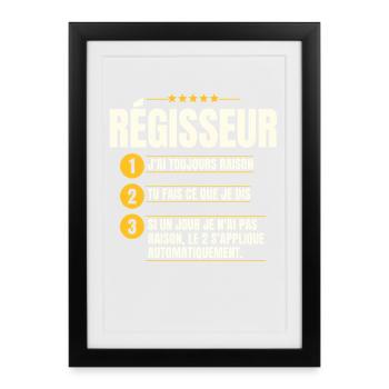Humour Métier Régisseur - Affiche encadrée (27 × 37 cm) - noir - Devant