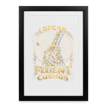 Astronome en astronomie Je parle couramment le cosmos - Affiche encadrée (27 × 37 cm) - noir - Devant