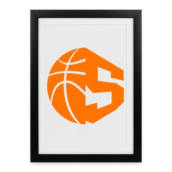 NON. 5 BASKETBALL NUMÉRO 5 BASKETBALL 5E ANNIVERSAIRE - Affiche encadrée (27 × 37 cm) - noir - Devant