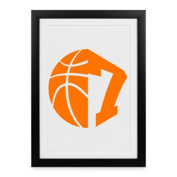 NR. 7 BASKETBALL NUMMER 7 BASKETBALL 7. GEBURTSTAG - Gerahmtes Poster (27 × 37 cm) - Schwarz - Vorne