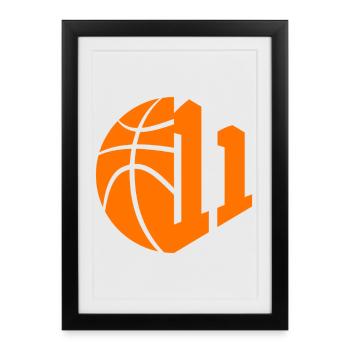NUMÉRO 11 BASKETBALL 11E ANNIVERSAIRE - Affiche encadrée (27 × 37 cm) - noir - Devant