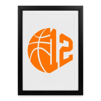 NUMÉRO 12 : 12E ANNIVERSAIRE DE BASKET-BALL - Affiche encadrée (27 × 37 cm) - noir - Devant
