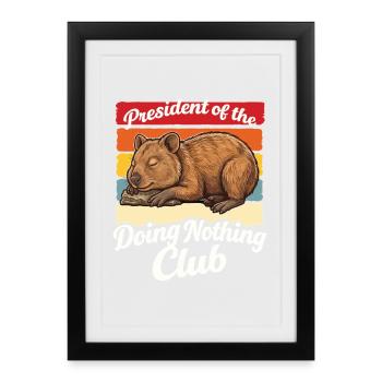 Quokka Doing Nothing Club Shirt Funny Gift - Framed poster (27 × 37 cm) - black - Front