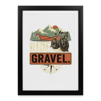 Vélo de gravier Vélo de montagne Bikepacking - Affiche encadrée (27 × 37 cm) - noir - Devant