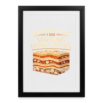 De la terre ? Non, chance de tri | Humour en géologie - Affiche encadrée (27 × 37 cm) - noir - Devant