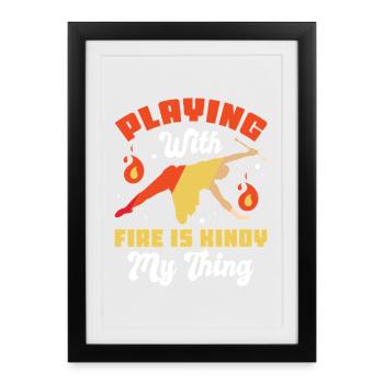 Dancing Vortex Dance School Fire Stick Dancer - Framed poster (27 × 37 cm) - black - Front