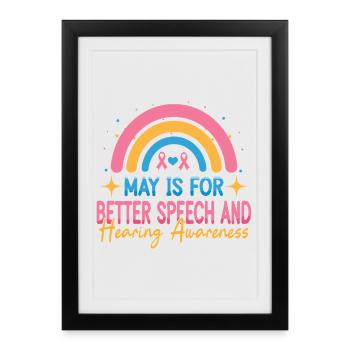 SLP May est pour une meilleure prise de conscience de la parole et de l’audition - Affiche encadrée (27 × 37 cm) - noir - Devant