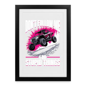 UTV Fille tout-terrain Femme 4 roues côte à côte - Affiche encadrée (27 × 37 cm) - noir - Devant