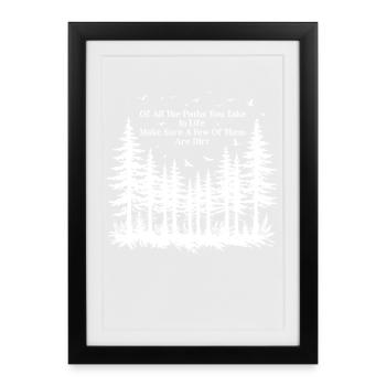 Camping Campfire Camper Outdoor Nature Mountains - Framed poster (27 × 37 cm) - black - Front