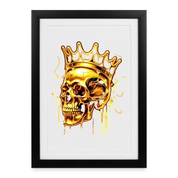 Golden Melting Skull Crown - Framed poster (27 × 37 cm) - black - Front