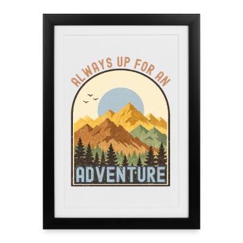 Camping Campfire Camper Outdoor Nature Mountains - Framed poster (27 × 37 cm) - black - Front