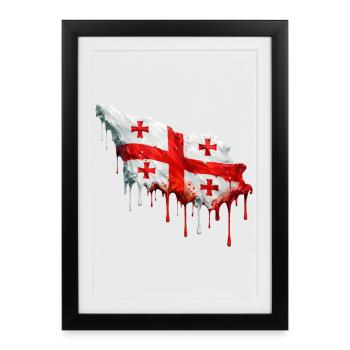 Georgian flag colorful color - Framed poster (27 × 37 cm) - black - Front