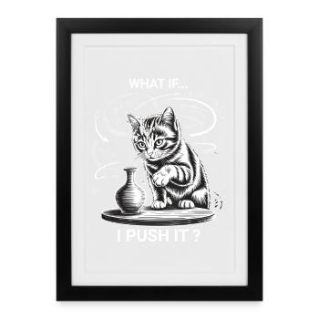 Propriétaires de chats Humour Logique des chats Chats drôles - Affiche encadrée (27 × 37 cm) - noir - Devant