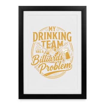 Billiards Beer Funny Shirt Gift Player Humor - Framed poster (27 × 37 cm) - black - Front