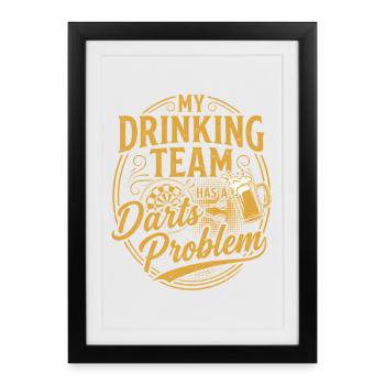 Fléchettes Chemise de bière Joueur de fléchettes Darts Cadeaux drôle - Affiche encadrée (27 × 37 cm) - noir - Devant
