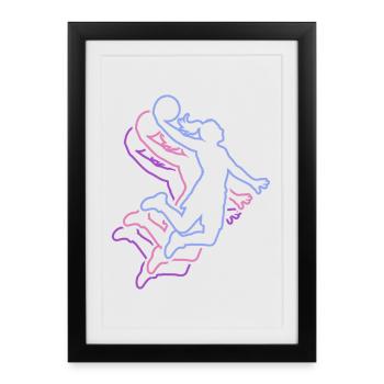 Basket-ball féminin - Affiche encadrée (27 × 37 cm) - noir - Devant