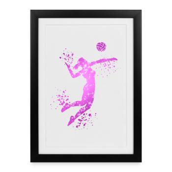 Volley-ball féminin Joueuse de volley-ball : Volley-ball de plage - Affiche encadrée (27 × 37 cm) - noir - Devant