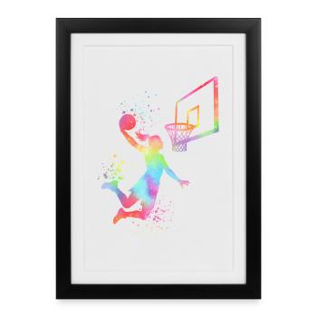 Basket-ball féminin - Affiche encadrée (27 × 37 cm) - noir - Devant