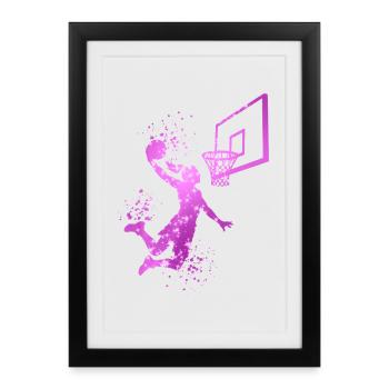 Basket-ball féminin - Affiche encadrée (27 × 37 cm) - noir - Devant