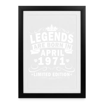 April 1971 Retro April 1971 Geburtstagsgeschenk - Gerahmtes Poster (27 × 37 cm) - Schwarz - Vorne