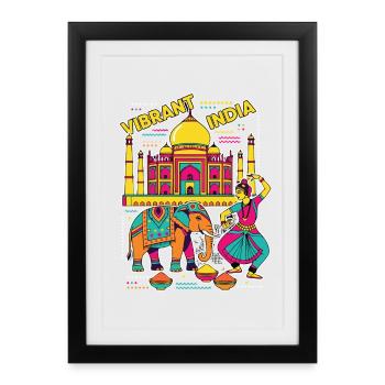 Vibrant India Taj Mahal - Framed poster (27 × 37 cm) - black - Front