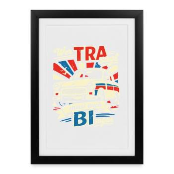 Vintage Trabi Wer TRA sagt muss auch BI sagen - Gerahmtes Poster (27 × 37 cm) - Schwarz - Vorne