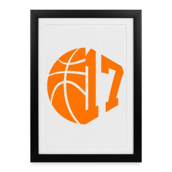 NUMÉRO 17 : 17E ANNIVERSAIRE DE BASKET-BALL - Affiche encadrée (27 × 37 cm) - noir - Devant