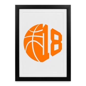 NUMBER 18 BASKETBALL 18TH BIRTHDAY - Framed poster (27 × 37 cm) - black - Front