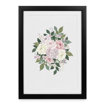 Pastel Roses Bouquets - Framed poster (27 × 37 cm) - black - Front