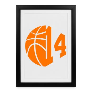 NUMÉRO 14 BASKETBALL 14E ANNIVERSAIRE - Affiche encadrée (27 × 37 cm) - noir - Devant