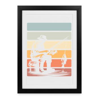 Pêcheurs à la ligne - Affiche encadrée (27 × 37 cm) - noir - Devant