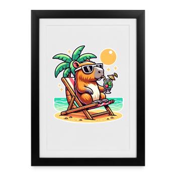 Capybara Holidays - Framed poster (27 × 37 cm) - black - Front