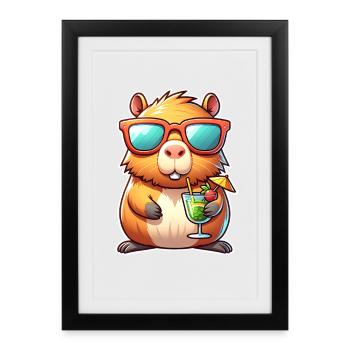 Capybara  - Gerahmtes Poster (27 × 37 cm) - Schwarz - Vorne