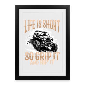 UTV Off Road Boy Men 4 Wheeler Side by side - Framed poster (27 × 37 cm) - black - Front