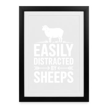 Dictons moutons Moutons Cadeau drôle de mouton - Affiche encadrée (27 × 37 cm) - noir - Devant