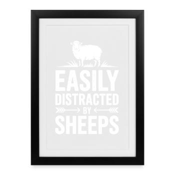 Dictons moutons Moutons Cadeau drôle de mouton - Affiche encadrée (27 × 37 cm) - noir - Devant
