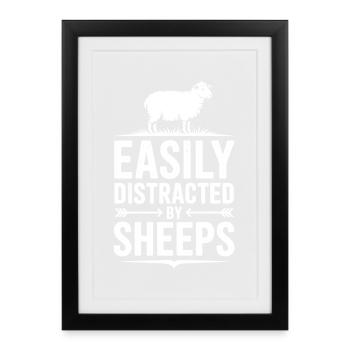 Dictons moutons Moutons Cadeau drôle de mouton - Affiche encadrée (27 × 37 cm) - noir - Devant