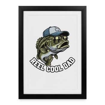 Mouliner Papa Cool Pêche Papa Père - Affiche encadrée (27 × 37 cm) - noir - Devant