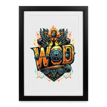 WOD Fitness Bodybuilding Workout Cross Sport Gym - Framed poster (27 × 37 cm) - black - Front