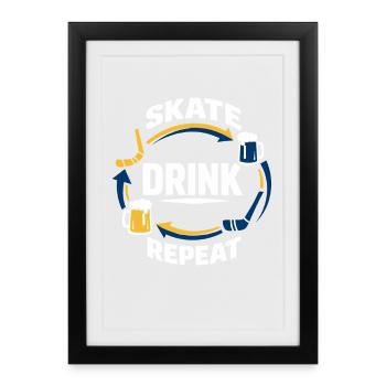 Ligue de la Bière Hockey Humour des joueurs drôles de hockey - Affiche encadrée (27 × 37 cm) - noir - Devant