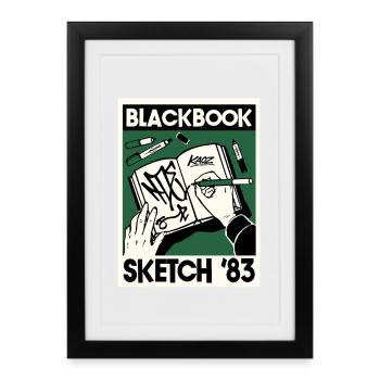 Croquis du Blackbook '83 Graffiti - Affiche encadrée (27 × 37 cm) - noir - Devant