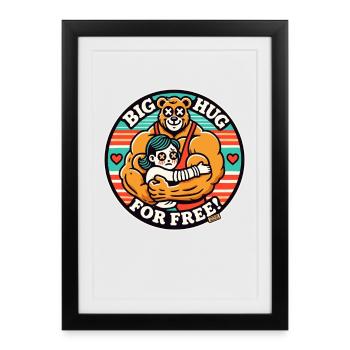 Gros câlin pour une étreinte d'ours gratuite - Affiche encadrée (27 × 37 cm) - noir - Devant