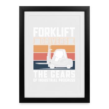 Conducteur de chariot élévateur en anglais Évanché élévateur - Affiche encadrée (27 × 37 cm) - noir - Devant