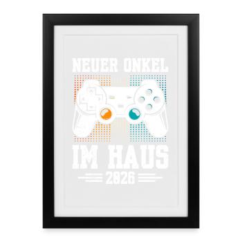 Familie Set NEW UNCLE ON THE BLOCK 2026 LUSTIG - Gerahmtes Poster (27 × 37 cm) - Schwarz - Vorne