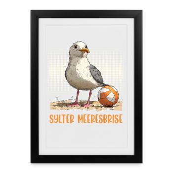 Nordsee Urlaub SYLTER MEERESBRISE Lustiges - Gerahmtes Poster (27 × 37 cm) - Schwarz - Vorne