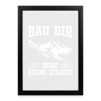 Rodel Piste BAU DIR DEINE EIGENE SCHANZE LUSTIG - Gerahmtes Poster (27 × 37 cm) - Schwarz - Vorne