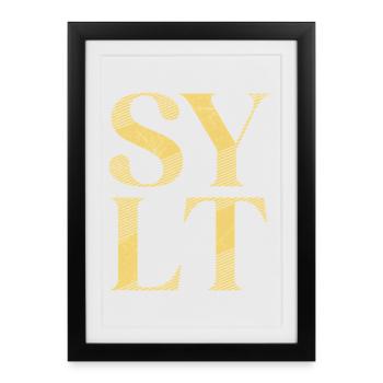 Vacances en mer du Nord SYLT Island Wadden Sea Fun - Affiche encadrée (27 × 37 cm) - noir - Devant