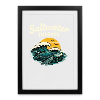 Marine Therapy Turtle Shirt Ocean Vibes - Affiche encadrée (27 × 37 cm) - noir - Devant