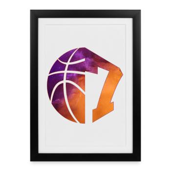 NUMMER 7 BASKETBALL 7. GEBURTSTAG - Gerahmtes Poster (27 × 37 cm) - Schwarz - Vorne