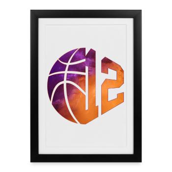 NUMÉRO 12 : 12E ANNIVERSAIRE DE BASKET-BALL - Affiche encadrée (27 × 37 cm) - noir - Devant